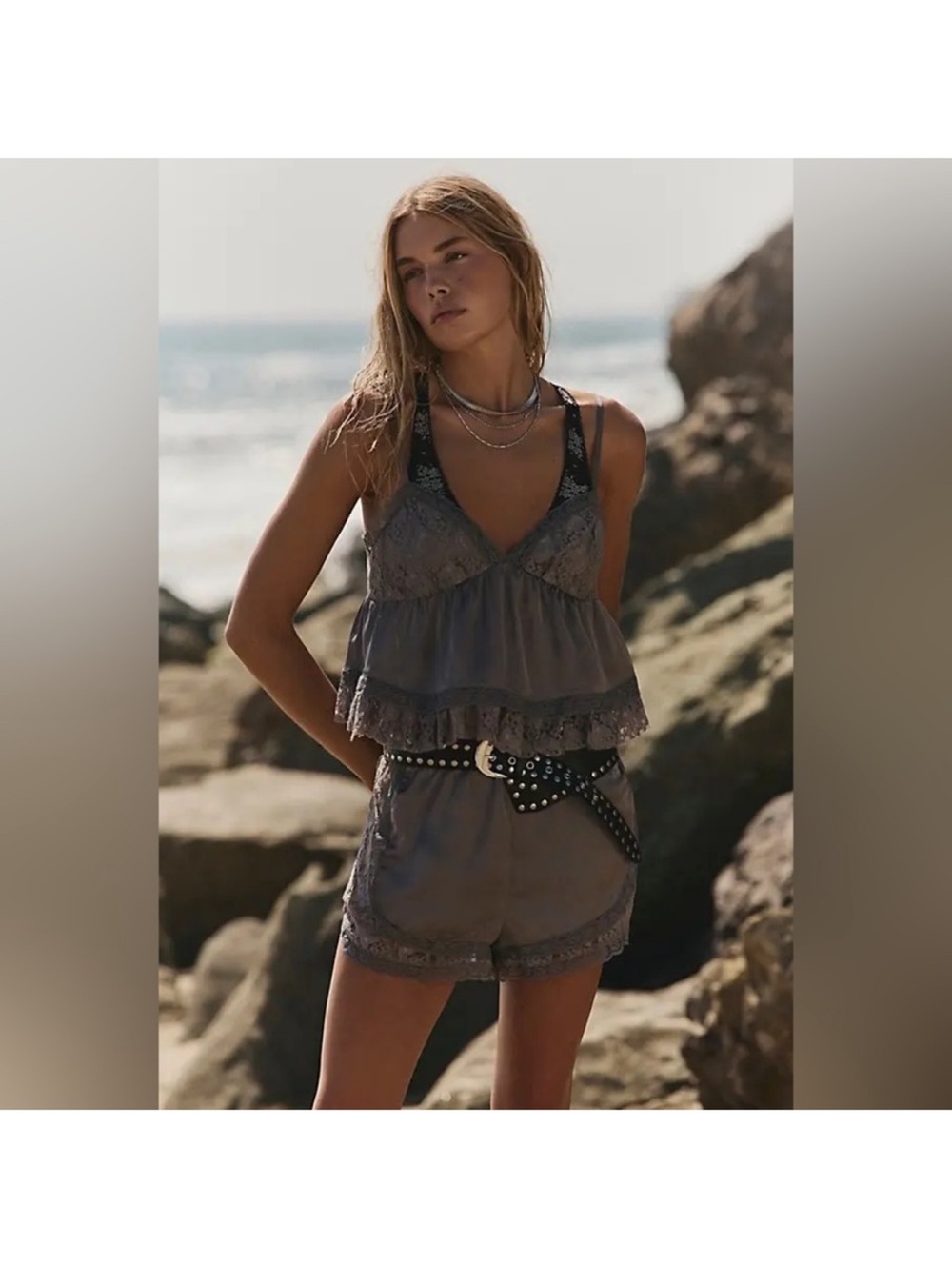 3825. FREE PEOPLE U And Me Set  in Slay Grey NWT $108